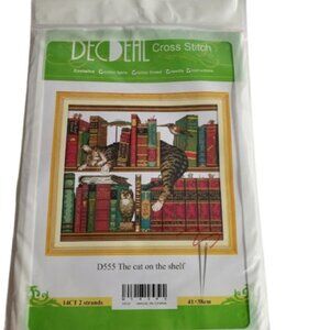 Decdeal D555 The Cat on The Shelf Cross-Stich Kit 41 X 38 CM New
